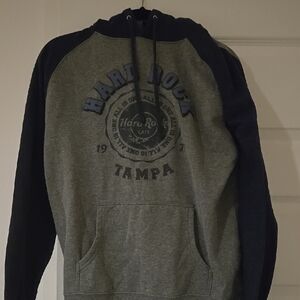 Hard Rock Cafe Gray and 💙 Blue Hoodie Tampa Florida Sweatshirt Small 🦐